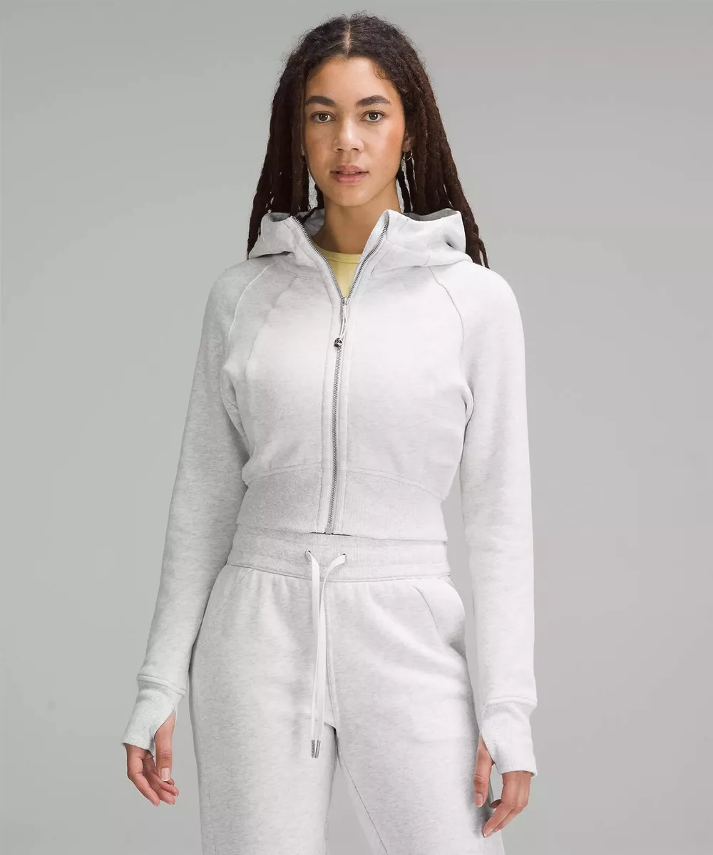 NEW LULULEMON Scuba Full Zip Cropped Hoodie 4 Heathered Core Ultra Light  Grey