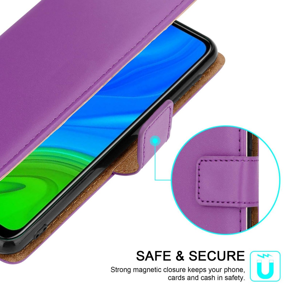 Custodia A Portafoglio In Pelle Per Huawei P Smart 2020 - Chiusura Magnetica, Protezione Antiurto, Nero