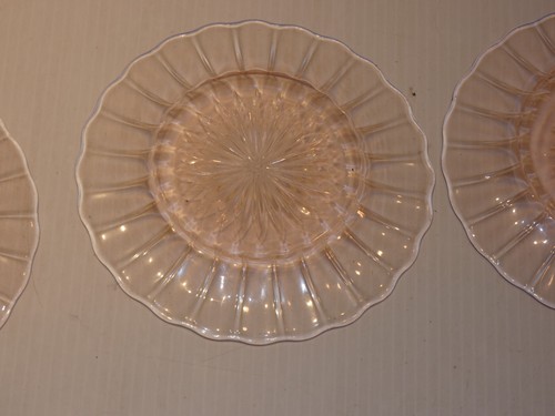 Vintage Heisey Set 6 Pink Depression Glass Bread Plates, Petal and Flower Design - Picture 4 of 4