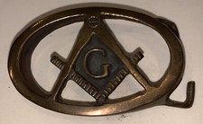 Vintage, MASONIC BELT BUCKLE, FREEMASONRY, 3" X 1 7/8", OVAL