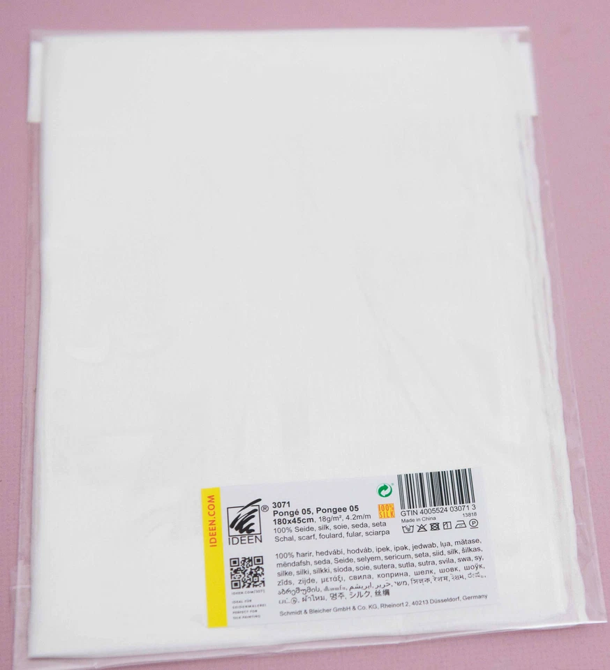 Seidenschal 180 x 45 cm Pongé 05, 20g/lm Seide 100%, naturweiß,