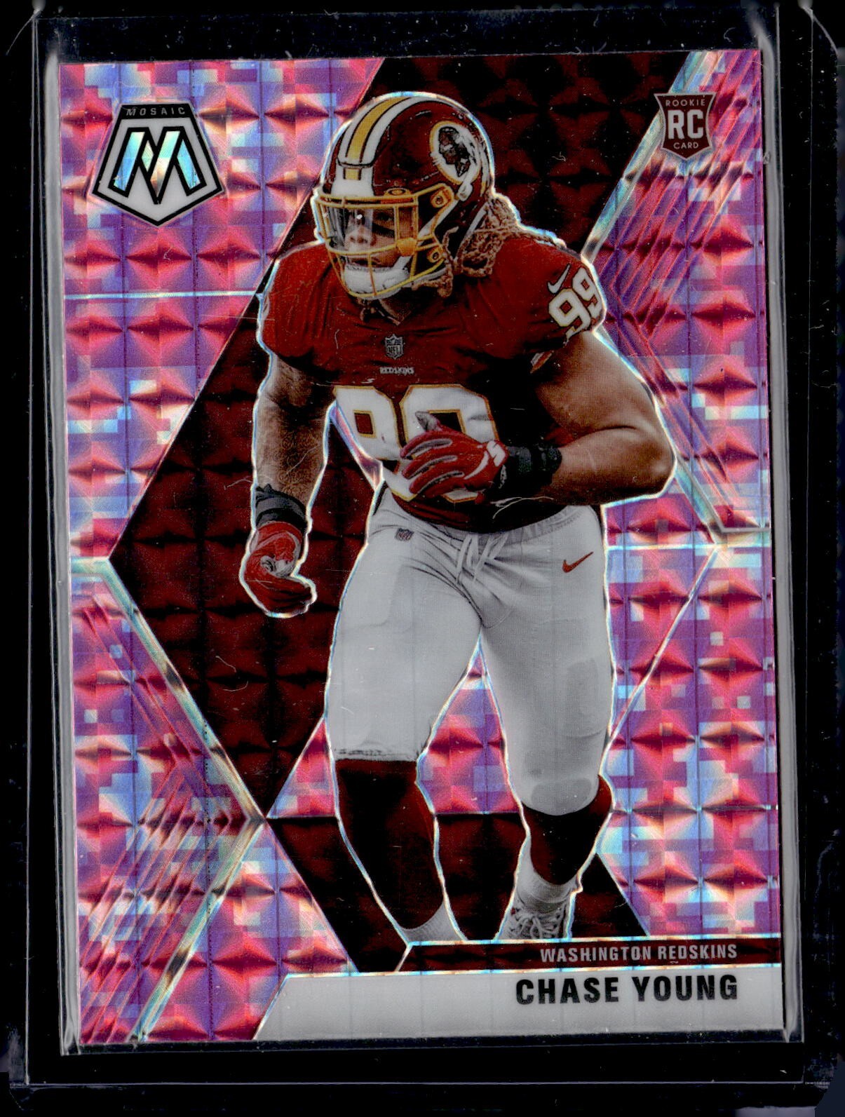 2020 Panini Mosaic #202 Chase Young Camo Pink Rookie RC Commanders