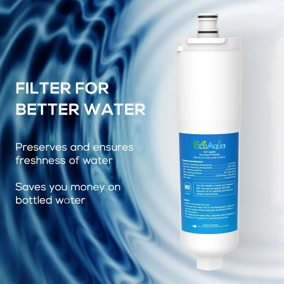 EcoAqua EFF-6026B Fridge Water Filter Compatible with Abode Aquifier, 3m CS-52 - Image 3 of 4