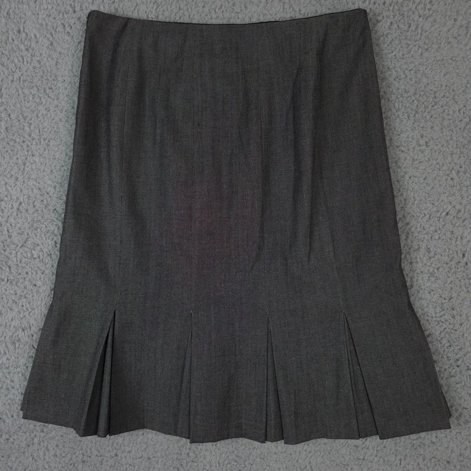 Saia Gap Vintage Feminina 4 Mescla de Lã Cinza Plissada Bainha Peplum Joelho Escritório Y2K - Imagem 2 de 4