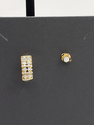 Ross Simons 925 mit Gold Overlay Diamant Halbcreolen Einzel Ohrring & GF Ohrstecker