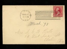US Postal History #220 No Triangle 1893 Columbus OH to Oberlin OH