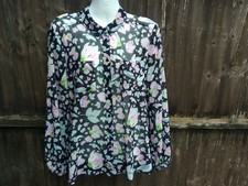 Somerset by Alice Temperley Women's Black Floral Semi Sheer Blouse UK 10