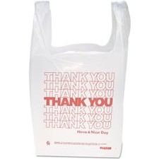Printed ""Thank You"" Bags W/ Handles 11-1/2""W x 21""L 12.5 Micron White