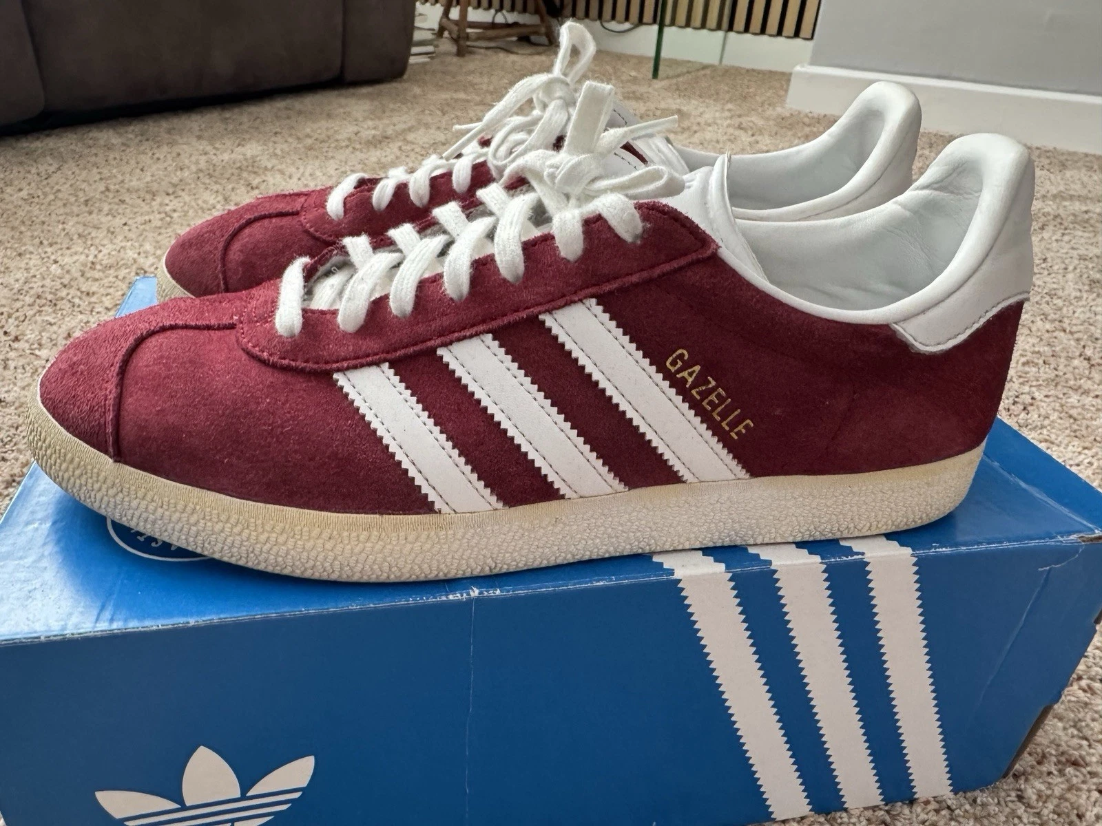 Adidas Gazelle rosse bordeaux taglia UK 9 B41645 2018