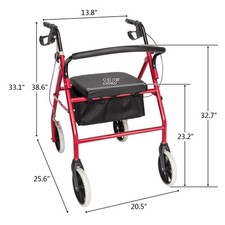 Drive Medical Aluminum Rollator Walker Fold Up and Removable Back Support