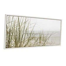 Sylvie Calming Beach Grass Framed Canvas Wall Art by The 18L" x 40W" White