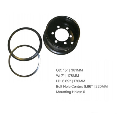 Forklift Rim 28X9-15 Tire | 6 Bolt | ID 381MM Bolt Hole Center 220MM