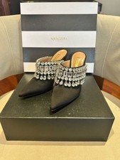 Authentic Aquazzura GEM Palace Crystal Satin Mules