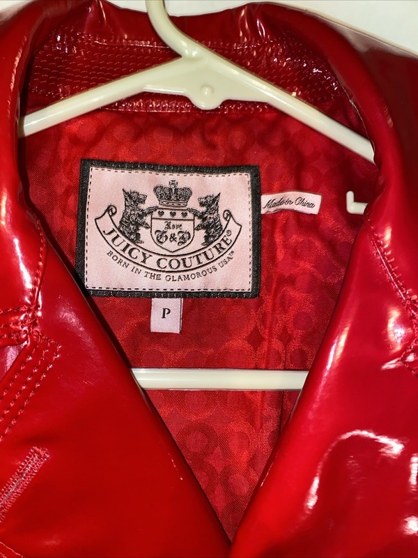 Juicy  couture Child’s Red Patent Leather Coat Size P  Youth