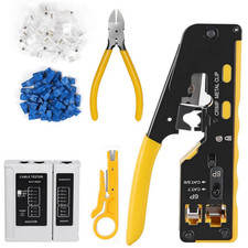 RJ45 Crimp Ethernet Pass through Crimper Crimp Tool Kit Network Cat5 Cat6 Cat7.