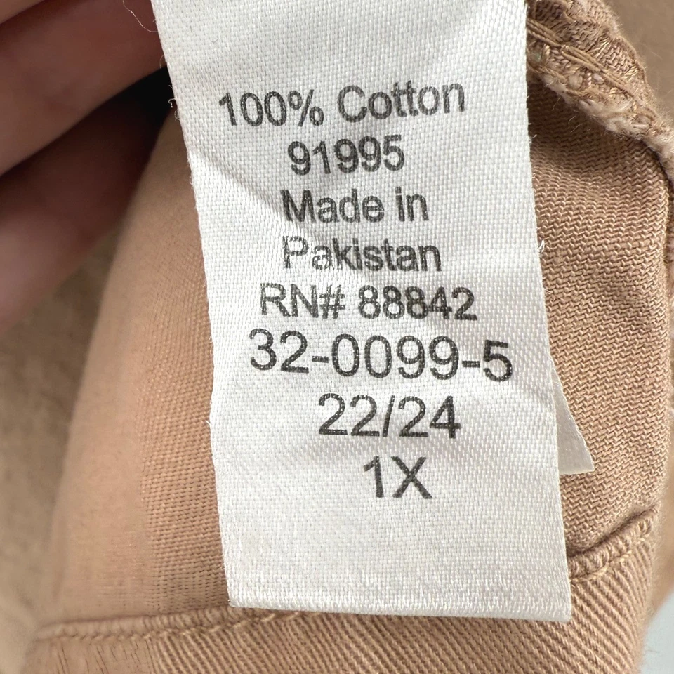 Woman Within 1X Hooded Utility Jacket Khaki Cotton Blend Distressed 1X Gorpcore - Image 3 of 4