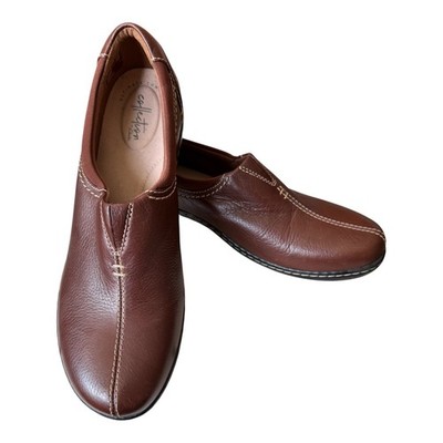 Clarks Women's Ashland Joy Size 10N Loafer Brown Leather Slip-On Shoes