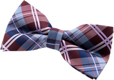 Elegant Classic Plaid Check Woven Microfiber Pre-tied Bow Tie 5" 