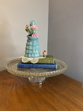 Vintage Indiana Glass Diamond Point Clear 12" Cake Pedestal / Stand, Bakery