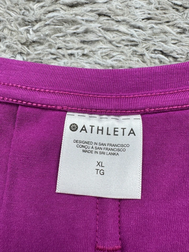 Top Athleta Mujer XL Ciruela Púrpura Manga Larga Plisado Espalda Popover Camisa Gimnasio Yoga Foto 3 de 4
