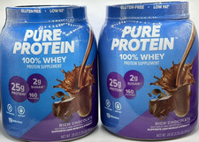 2PK Pure Protein 100% Whey Protein Powder ~ RICH CHOCOLATE ~1.75lb EA~EXP 10/26+ 12.27 per gallon