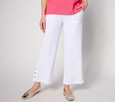 Isaac Mizrahi Live Women's Petite Pants PL Clubhouse Scuba Knit White A634945