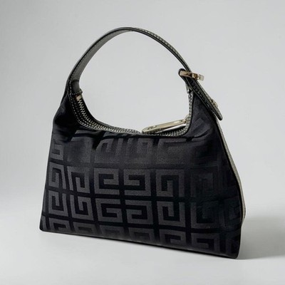 Givenchy 4G Logo Handtasche Mini Kosmetiktasche Nylon Leder Schwarz TOP A1336