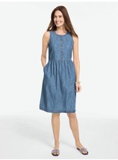 TALBOTS SLEEVELESS DENIM MINI DRESS - PALERMO WASH Size Petite