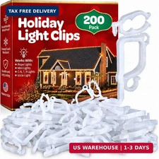 All-Purpose Holiday Light Clips, Set of 200 Mounts on Gutters  Shingles.