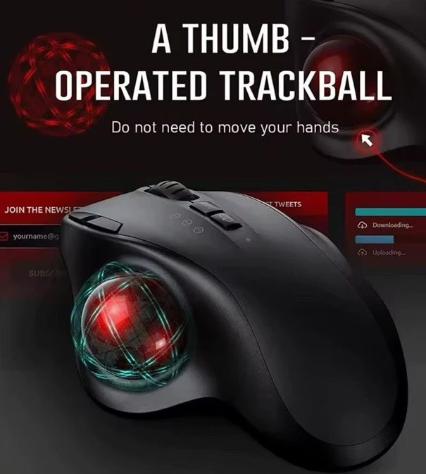 Trackball Wireless Mouse Rechargeable Bluetooth 2.4G USB Mouse Ergonomic Mice fo - Image 3 of 4