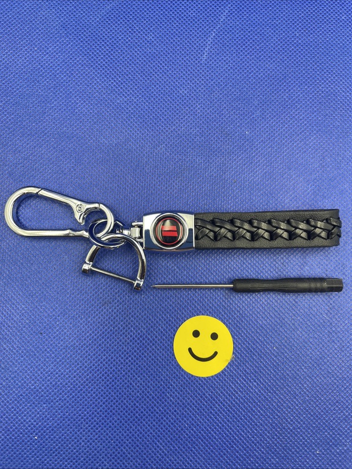 Black Leather Key Chain W/ Charger / Challenger SRT Hellcat Emblem
