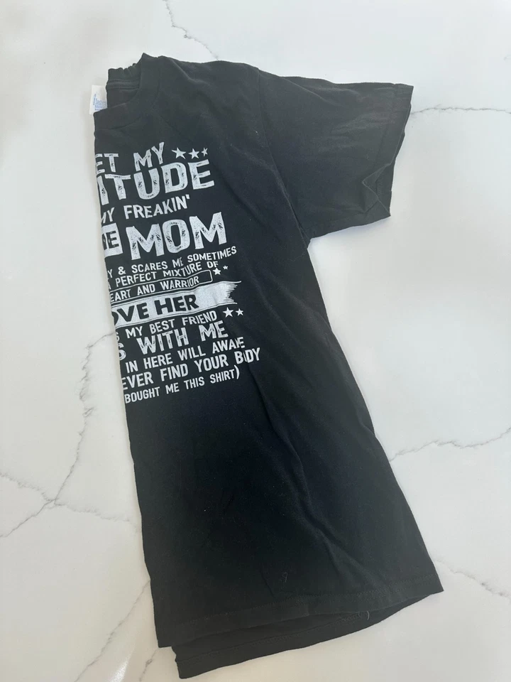 "I get my attitude from my mom" T-Shirt - Boy's Black T-shirt - Size Large - Image 4 of 4