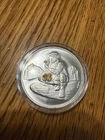 1 Oz .999 Silver Divisible Prospector Round with 5 Real Gold Nuggets