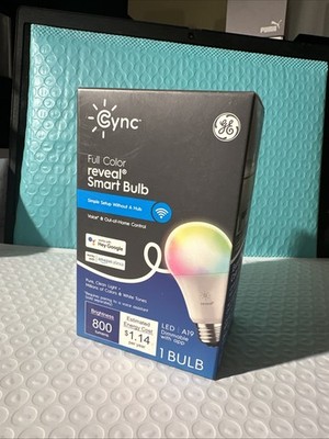 GE Cync Full Color Reveal HD+ Smart Bulb 93130124 800 Lumens A19 Dimmable W/ App
