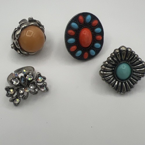 Navajo Cluster Ring Turquoise Native American Adjustable Ring Lot Mixed READ! - Imagen 14 de 14