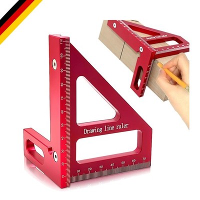 3D Quadratischer Winkelmesser Aluminium 45/90 Grad Vielseitiges Messwerkzeug