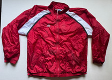 Vtg 2000s Adidas Team Windbreaker Jacket Red White Mens XL Y2K Zip Up Colorblock
