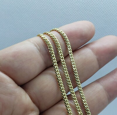 14K Solid Yellow Gold 3mm Wide Miami Cuban Link Chain