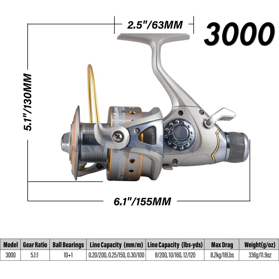 Carrete giratorio Yoshikawa 10+1BB alimentador de cebo ligero ultra suave agua dulce Foto 2 de 4