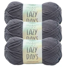 (3 Pack) Lion Brand Yarn 144-152AH Lazy Days Yarn, Pewter