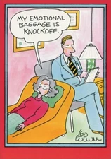 Emotional Baggage Funny Leo Cullum Birthday Card - Greeting Card by Nobleworks