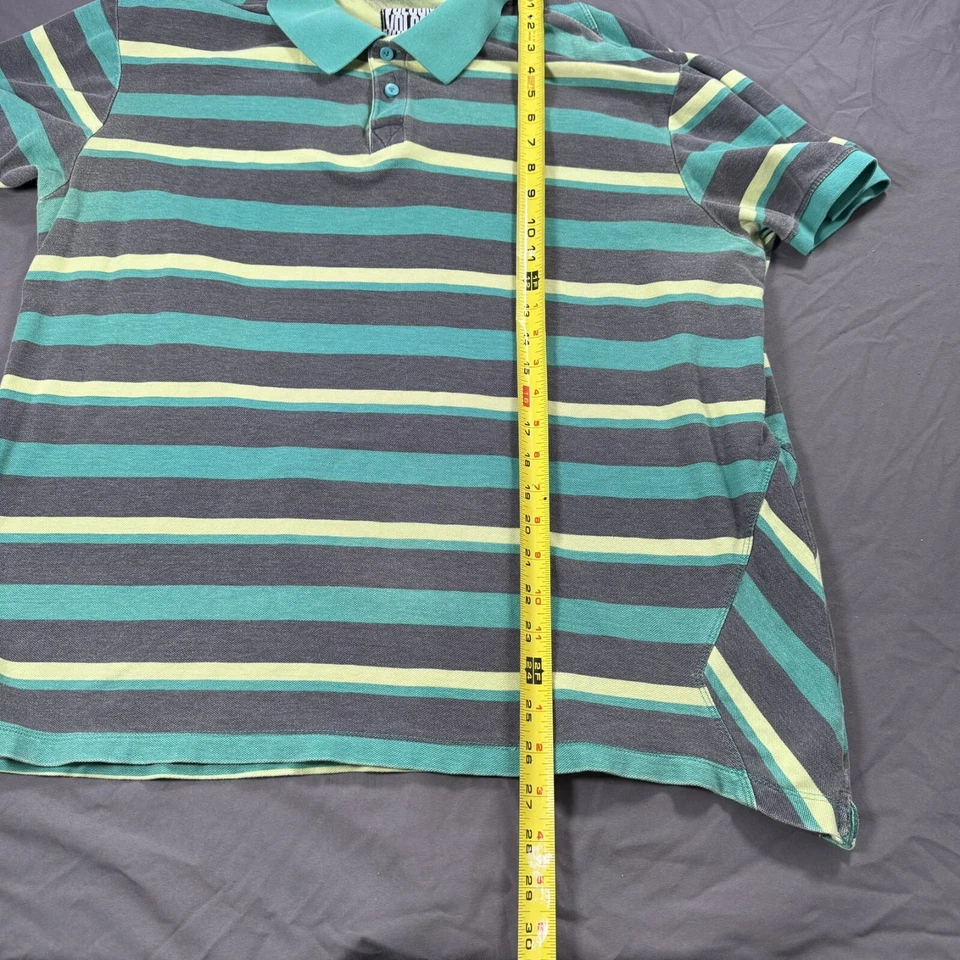 Volcom Short Sleeve Polo Shirt Stripe Green Black Yellow XL - Image 2 of 4