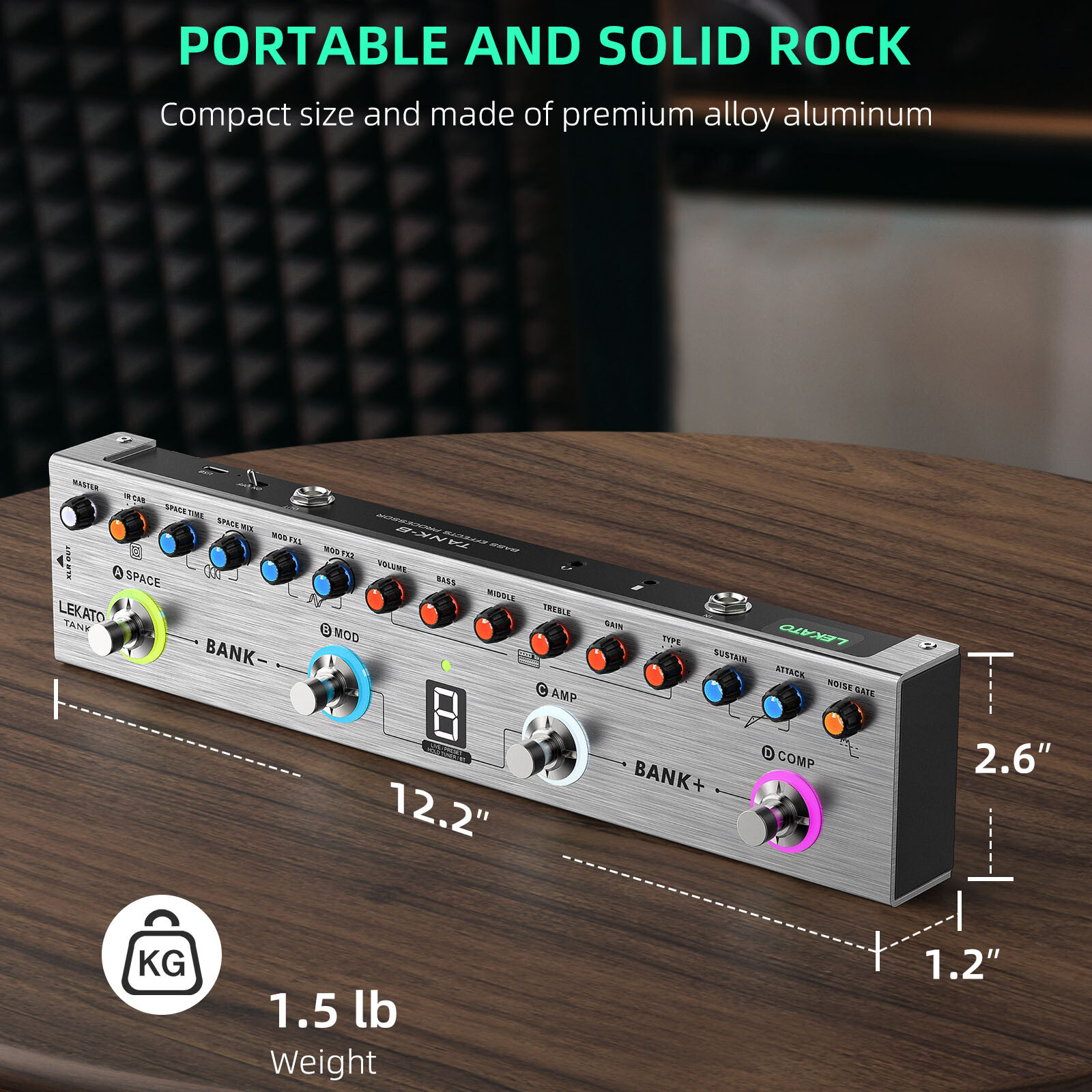 LEKATO Electric Bass Effects Pedal Multi Effects Compressor Recording Amp Mod 