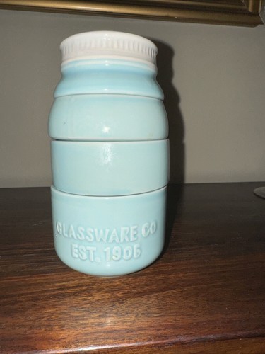 World Market Mason Jar Ceramic Measuring Cups 1/4, 1/3, 1/2, 1 cup Aqua Blue Set - Picture 3 of 9