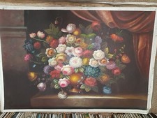 DIPINTO FIORI 120X180  CM ALTA QUALITà SU TELA  SOGGETTI UNICI CLASSICO BAROCCO