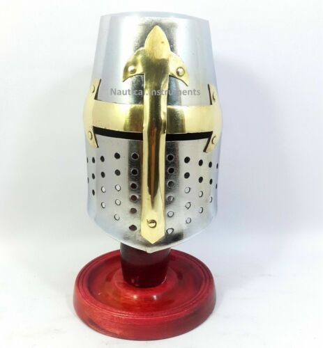 Halloween Mini Helmet Antique Crusader Knight Medieval Templar - Picture 1 of 3
