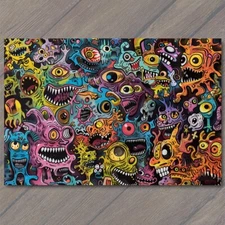 Art Print Monsters Colorful Trippy Psychedelic Surrealism Doodle Art Graffiti Fu