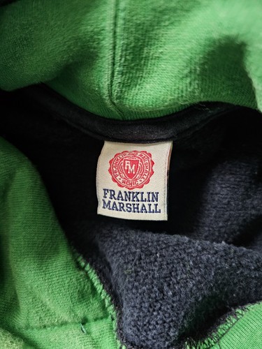 Franklin Marshall Hoodie Men's Large Dark Blue Logo Spellout Heavy Cotton - Picture 10 of 15