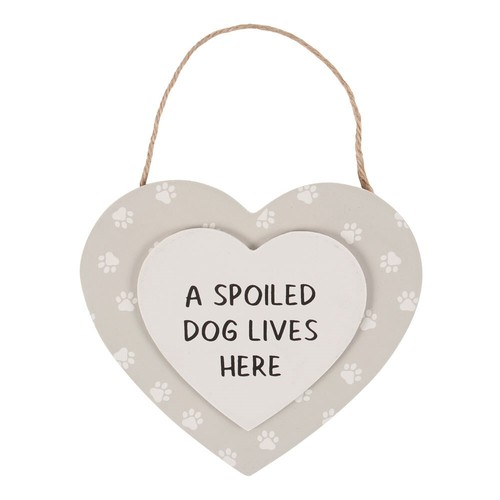 A Spoiled Dog Lives Here Heart Shaped Decorative Sign - Picture 2 of 2