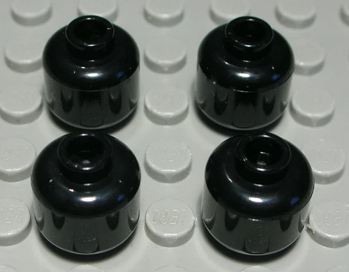 Lego Brick Head 1.5x1.5 Round Black 4 Pieces